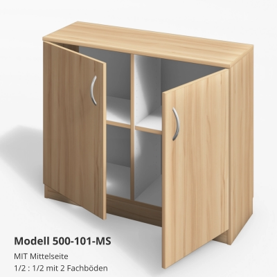 MIT Mittelseite1/2 : 1/2 mit 2 Fachböden Modell 500-101-MS