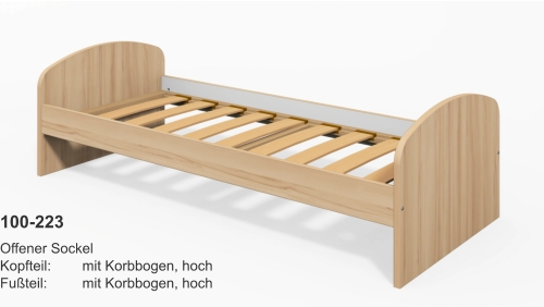 100-223 Offener SockelKopfteil:	mit Korbbogen, hochFußteil:	mit Korbbogen, hoch
