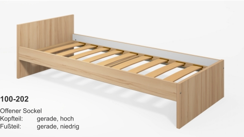 100-202 Offener SockelKopfteil:	gerade, hochFußteil:	gerade, niedrig